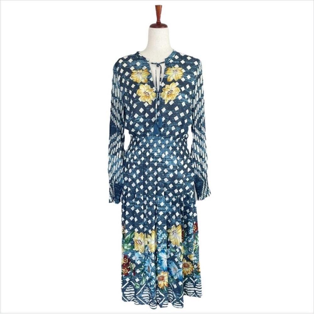 Johnny Was Mixed Print Floral Peasant Dress/ M